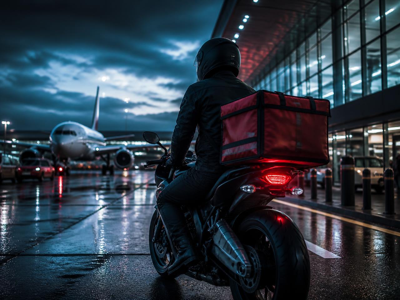 Motoboy no desembarque do Aeroporto de Brasília